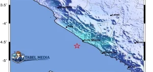 Gempa M5.7 Guncang Laut Lebong Bengkulu Tanpa Tsunami