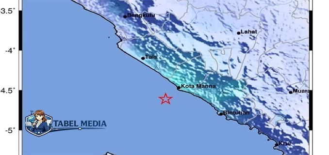 Gempa M5.7 Guncang Laut Lebong Bengkulu Tanpa Tsunami